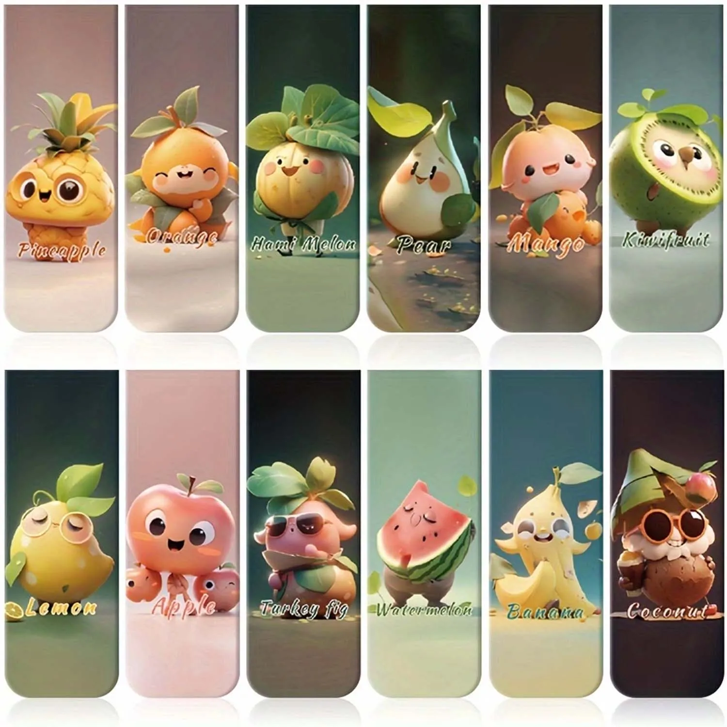 12pcs Magnetic Bookmarks Cute Fruit Page Markers for Students