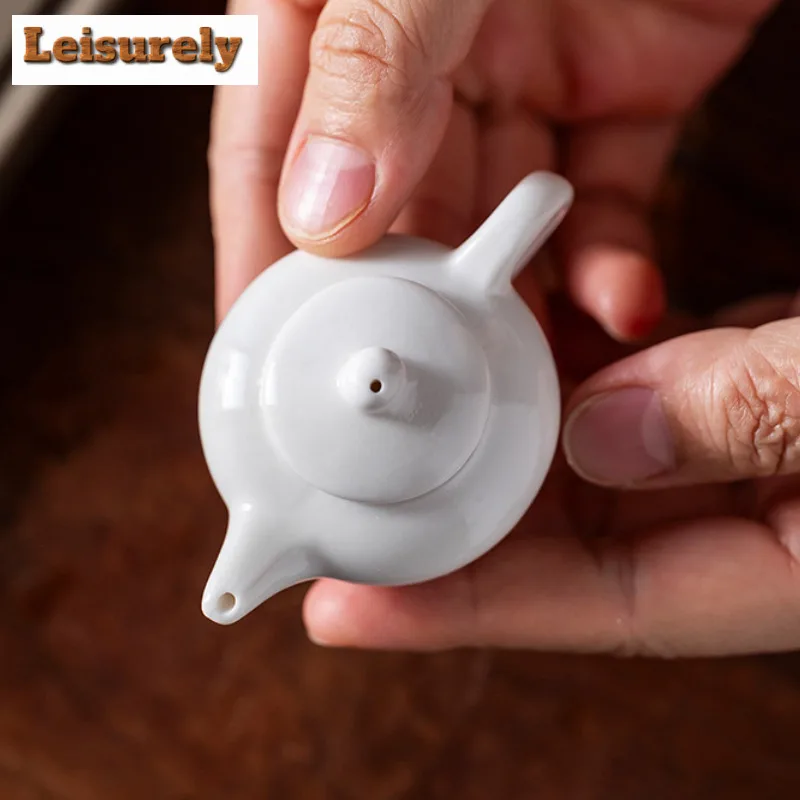 20ml Fingertip White Porcelain Pot Mini Tea Set Accessories Household Ceramic Tea Pet Ornaments Pocket Play Toys Kung Fu Teaset