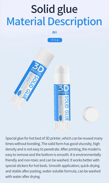 ACEIRMC 3D Printer Glue Stick for Hot Bed Print Filament PLA ABS PET PETG  Washable Anti-Tilt Non-Toxic - 21g(Pack of 3): : Industrial &  Scientific