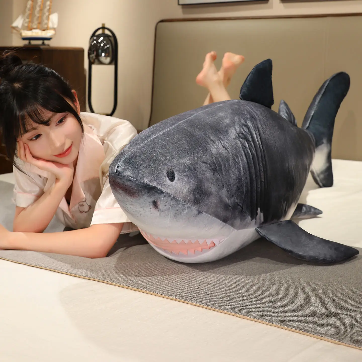 Plush simulation Giant Shark Toy life like Sea Fish Doll Animals Long Sleeping Pillow Cushion Stuffed Birthday Gifts