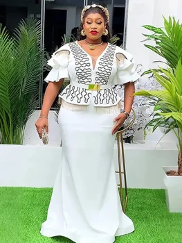 Abiti da festa africani per donna 2024 Plus Size Moda Dashiki Ankara Abito da sera da sposa Elegante abito maxi musulmano turco 1