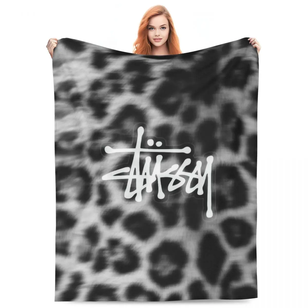 S-Stussy Logo Coperte Fleece Textile Decor Coperta Morbida Portatile Per Letto Ufficio Peluche Trapunta Sottile