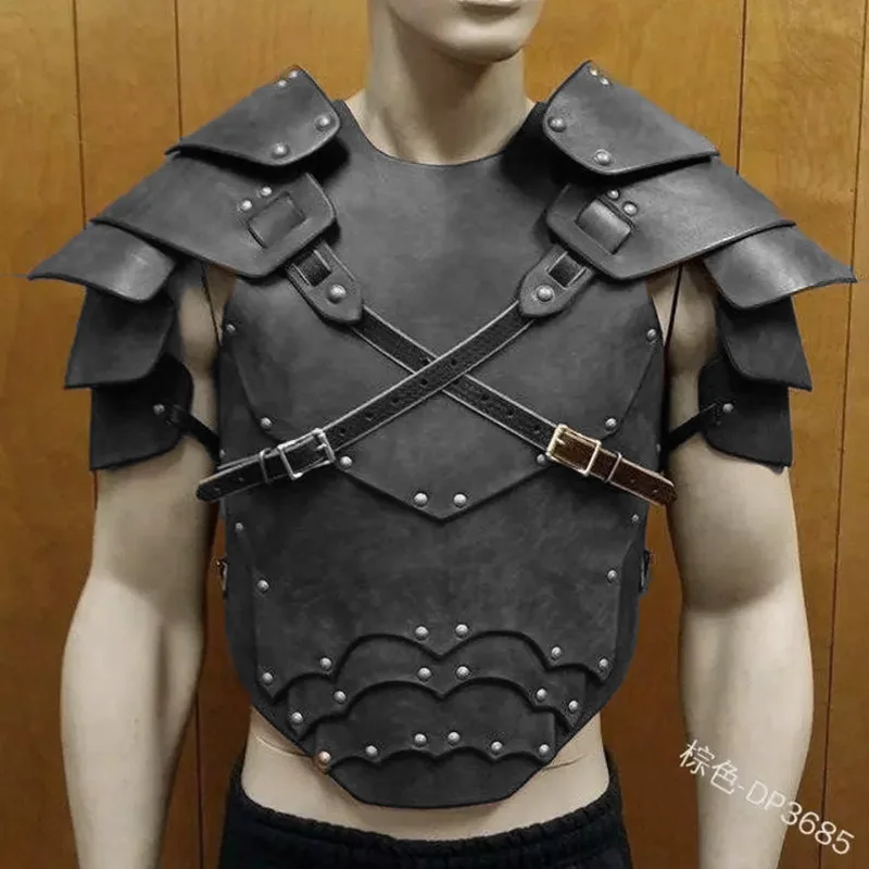 Black Leather Breastplate armour & Arm Bracers Medieval Viking Armor  Costume SCA