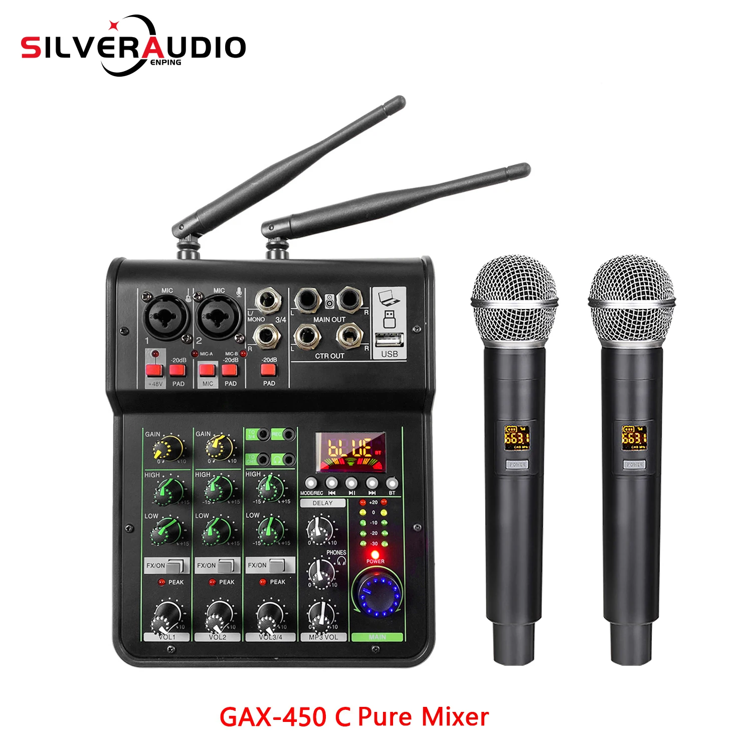 ammoon 4D-Bプロフェッショナル4チャンネルUHFワイヤレスハンドヘルド