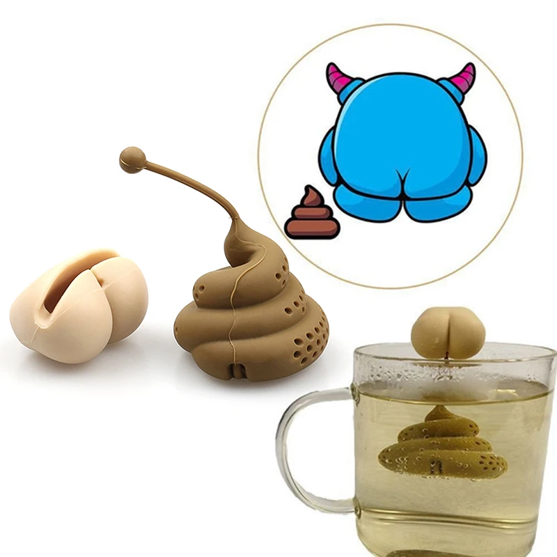 Funny Poop Shaped Tea Filter Reusable Silicone Tea Infuser Portable Tea