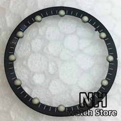 Elegant Black/Green/Blue Luminous Skeleton Watch Dial with Hollow Design - 28.5mm (Black)