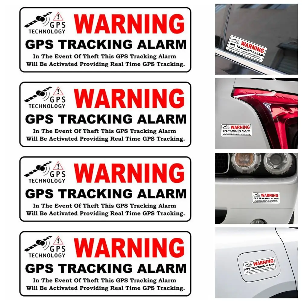 4PCS 10*4cm GPS Warning Sticker Tool Red&Black Accessories GPS TRACKING ALARM Security Anti Theft Alarm System Decal Vehicle