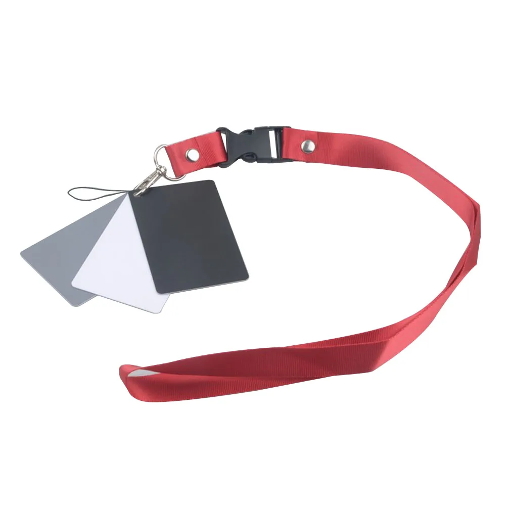 White Black Grey Balance Cards 3 in 1 18-degree Small Gray Card with Neck Strap Photography Accessories for Digital Cameras