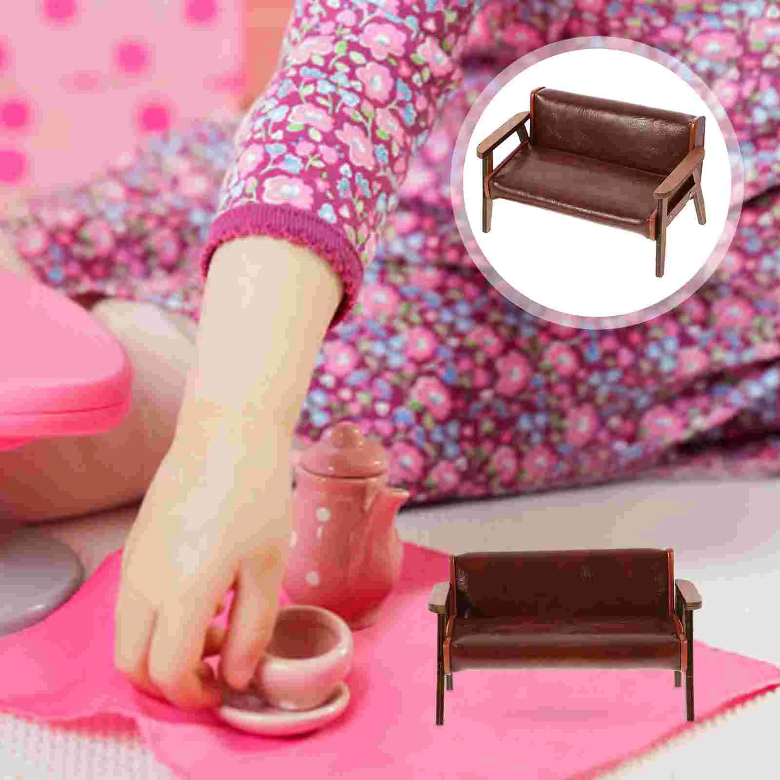 

Miniature Wooden Sofa Chair Tiny Furniture Model House Mini Sofa Chair Model