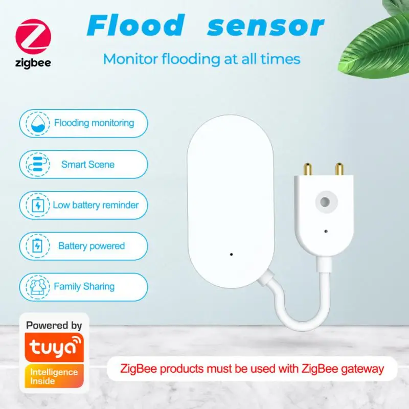 

Tuya ZigBee Smart Home Water Sensor Leak Detector Flood Monitoring Flood Water Leakage Alarm Works With Tuya Zigbee Hub
