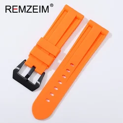 Vibrant Tri-Color Silicone Watch Strap - Premium Yellow, Green, Black Rubber Replacement Band for 26mm (Orange-black)