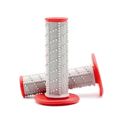 Universal Rubber Gel Handlebar Grips for Motorcycles and Scooters (Grey - red)