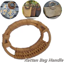 1PCS Round Rattan Bag Handls for Handbag Purse Handle DIY Bag Hanger Wooden Bamboo Strap Knitted Bag Accessories
