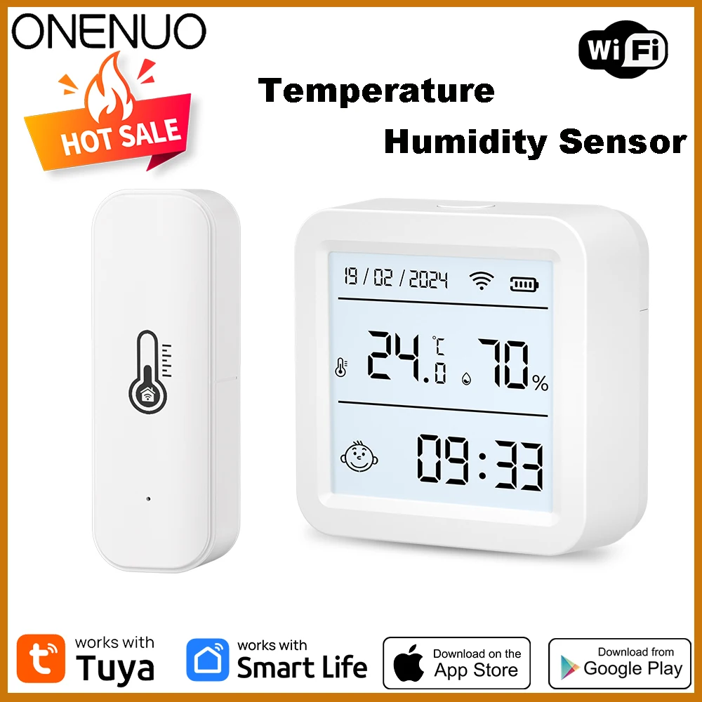 Tuya WIFI capteur de température et d'humidité hygromètre thermomètre avec/sans écran LCD prise en charge intérieure Alexa Google Assistant