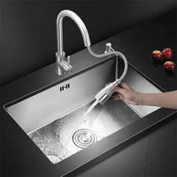 Stainless Steel Brushed Kitchen Sinks Handmade Single-slot Dish Washing Sink Built-in Dishwasher Household Kitchen Accessories y 1