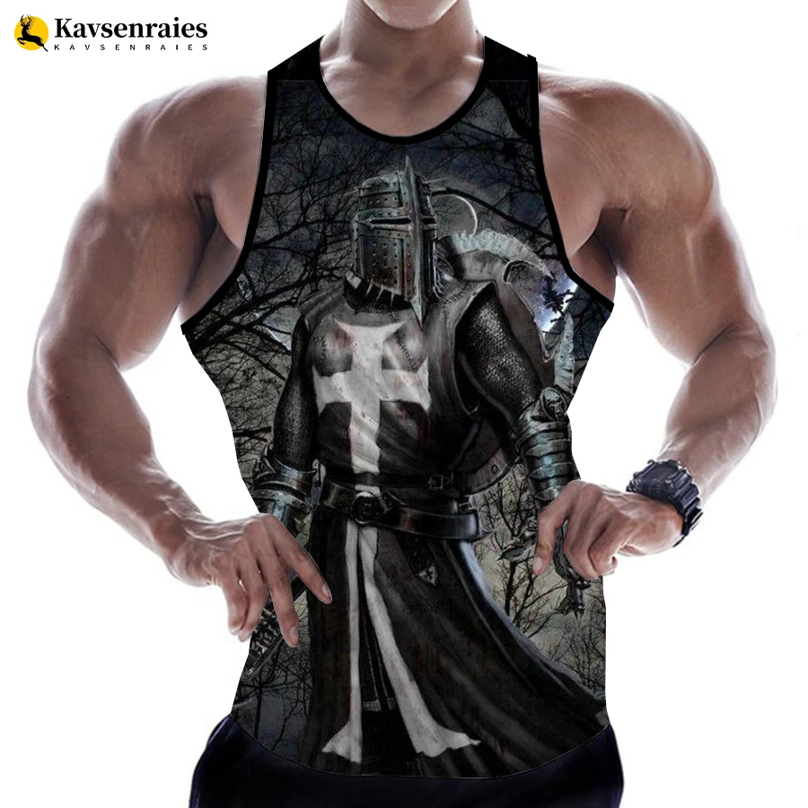 

Fashion Knights Templar 3D Printed Tank Tops Men Summer Vest Casual Knights Templar Sleeveless T-shirt Hip Hop Oversized Tops