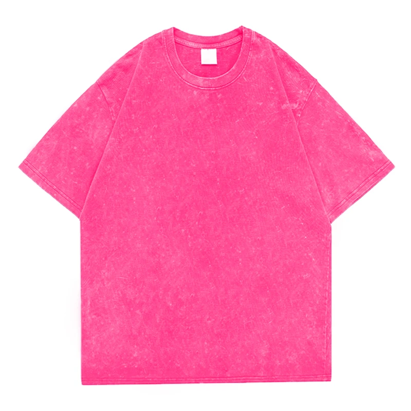 

Футболка оверсайз для мужчин и женщин, хлопковая тенниска с эффектом потертости кислот, повседневная майка в винтажном стиле, унисекс, Y2k, розовая одежда