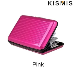 Sleek RFID Blocking Aluminum Card Case - Stylish Metal Wallet & Card Holder with 6 Slots (Pink)