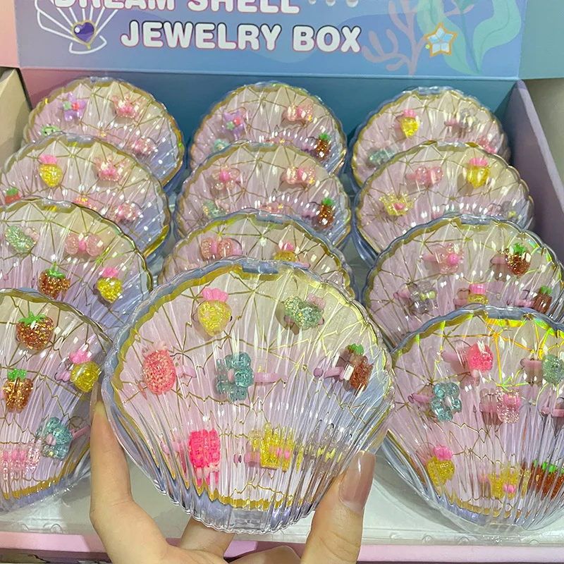 New Mermaid Shell Jewellery Box Simulation Ring Hairpin Jewellery Accessories Girls Princess Play House Toy For Girlfriends Gift