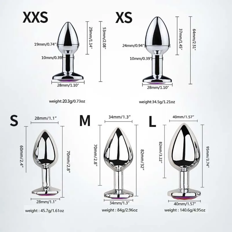 Anal Butt Plug for Unisex 5size