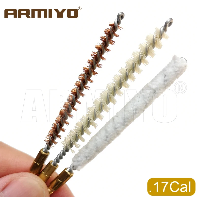Armiyo Tactical .17Cal 4.5mm Pipeline Cleaning Hunting Gun Brush Brass Patch Holder Barrel Mop Cotton Kit 3mm Iron Draw Cable