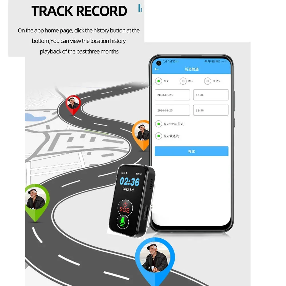 4G Mini SOS Pendant GPS Locator IP67 Waterproof Fall Alarm GPS Tracker Anti-Lost Safety Tracking Device For Elderly Children