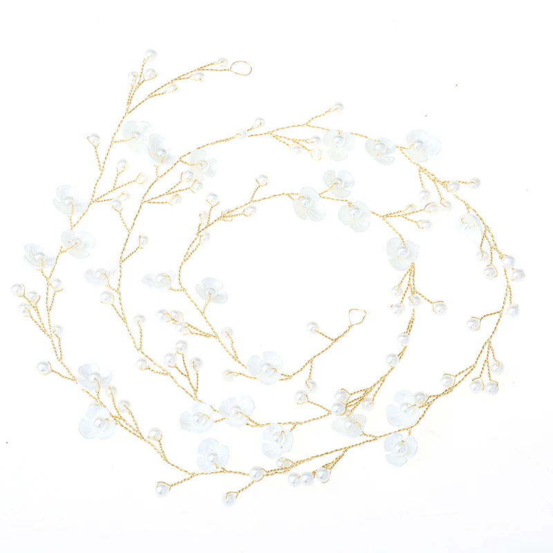 Hair accessories bridal hair accessories Crystal Headbands Wedding Hair Accessories Handmade Floral Pearl Rhinestone Hair Ornament 50CM For Bride Girls