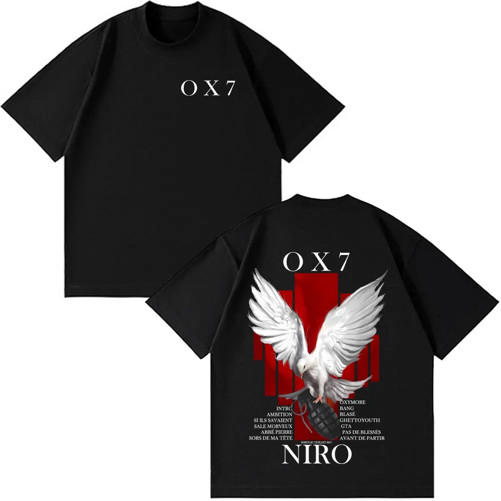 Rappeur Niro OX7 Album T-shirt hommes femmes vêtements Hip Hop mode Pop musique T-shirts mâle décontracté coton Vintage T-shirt Streetwear