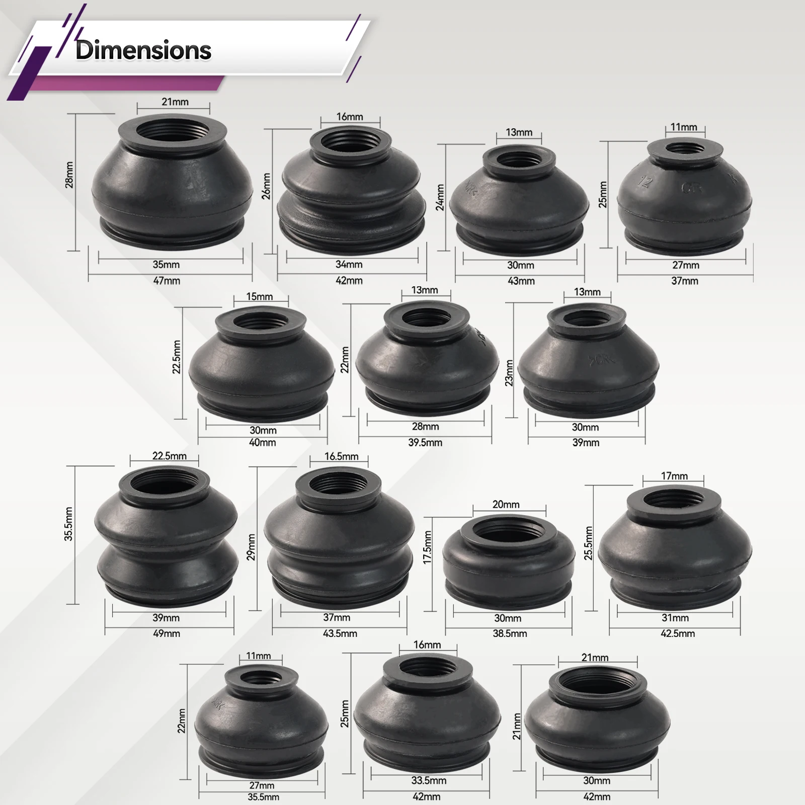 Car Accessories Dust Boot Covers Suspension Steering Ball Joint Boot Cap Track Tie Rod Linkage Kit End Set 14x Car Suspension Parts