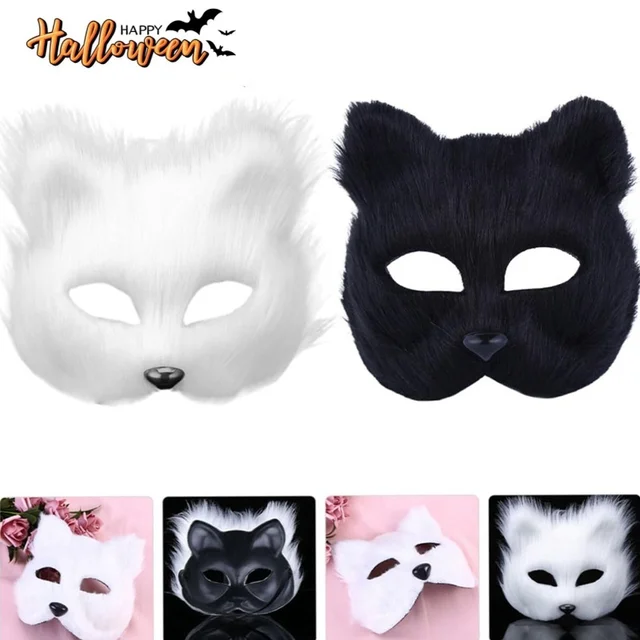 Set Maschera Gatto Con Coda E Guanti | Costume Animaletto Per Halloween | Peluche Morbido | Taglia Unica - Foto 3