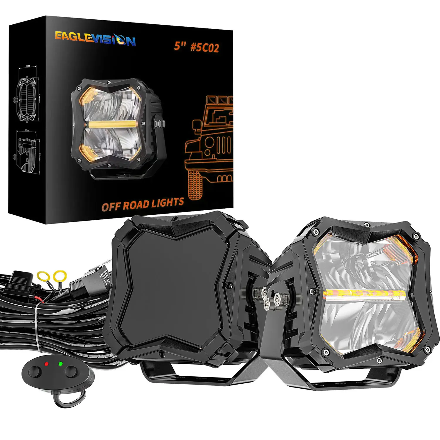 5inch Additional LED Headlights Work Light Bar Daytime LED Work 6000K Spot Comb
