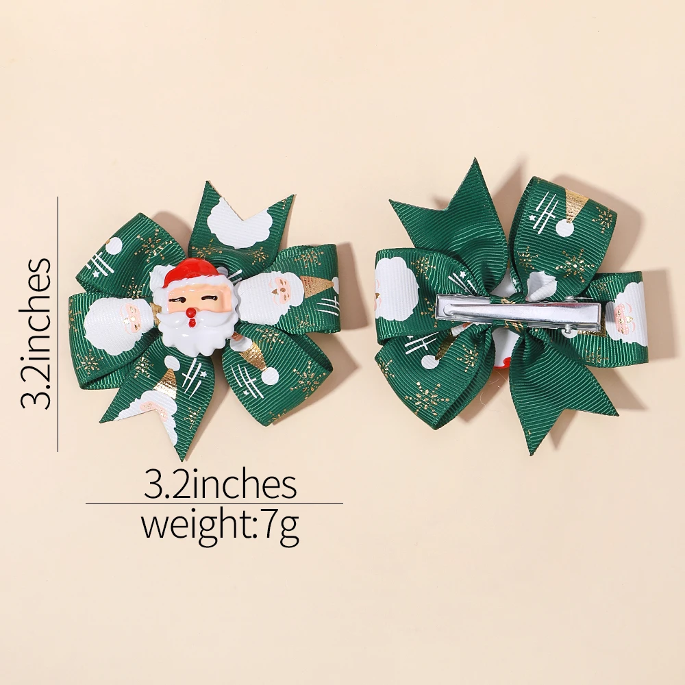 4Pcs 소녀 크리스마스 머리 활 클립 세트 사랑스러운 새해 파티 선물 DIY 머리핀 머리 장식 어린이 헤어 액세서리