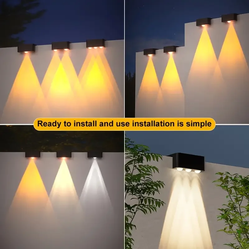 Solar Step Lights Outdoor Waterproof LED Garden Wall Lamps with Polycrystalline Silicon Solar Panels Fence Stair Lighting