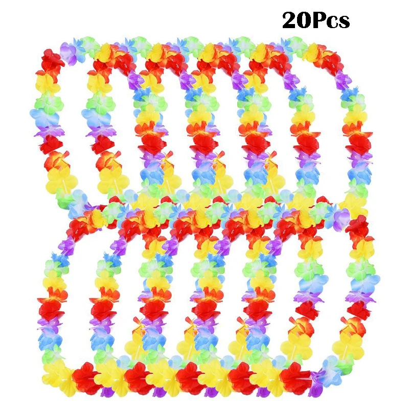 Aneco Lot De 6 Guirlandes De Fleurs Hawaïennes Rouges Et Vertes De