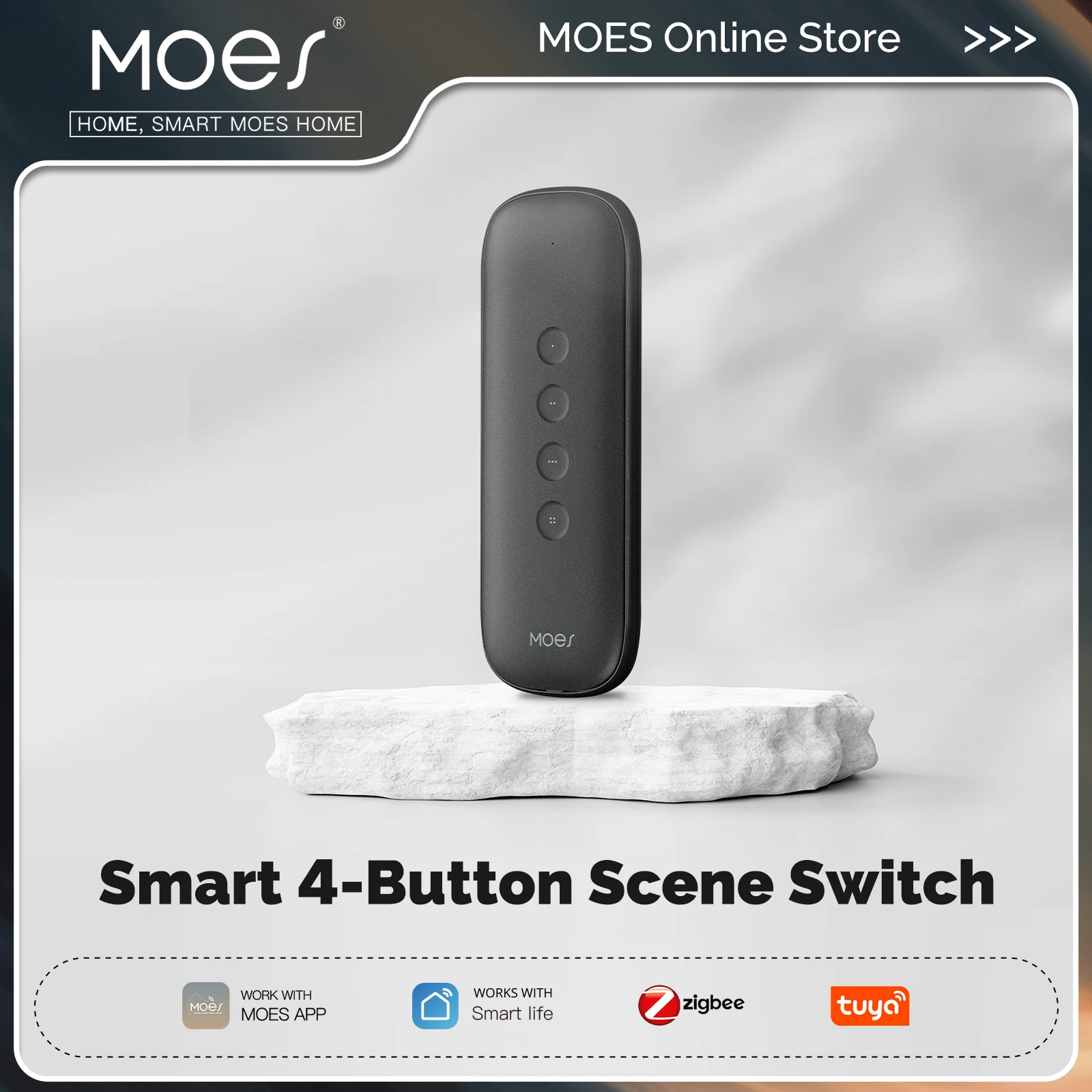 Smart Switch Tuya ZigBee Smart Scene Switch 4Button Portable Wireless Lighweight Design 12 Scenario Remote Control Automation Battery Powered