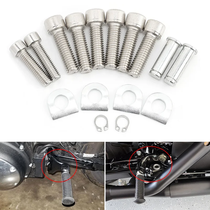 

Motorcycle Rear Passenger Foot Pegs Mount Kit Pins For Harley Sportster XL 883 1200 2014-UP