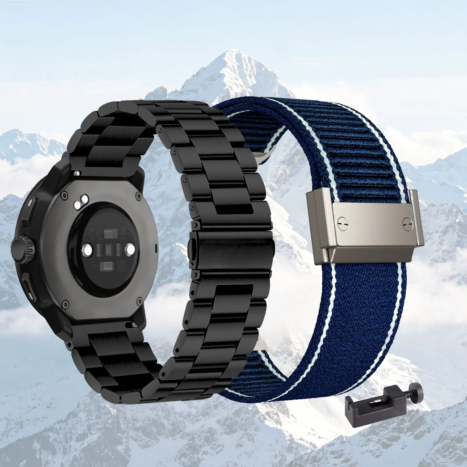 Dual Strap Set: Stylish Metal & Durable Nylon Watch Bands