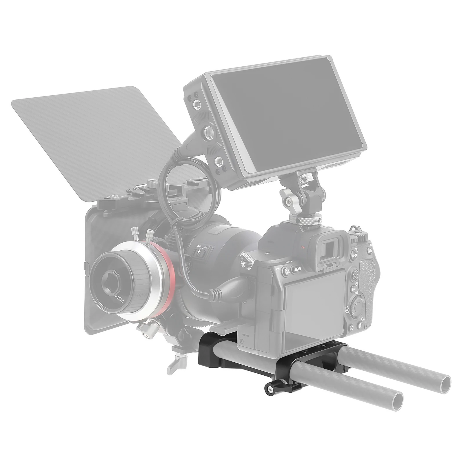다목적 카메라 베이스플레이트 15mm 로드 레일 클램프 삼각대 장착 베이스플레이트 알루미늄 합금 DSLR 리그 지원 시스템용