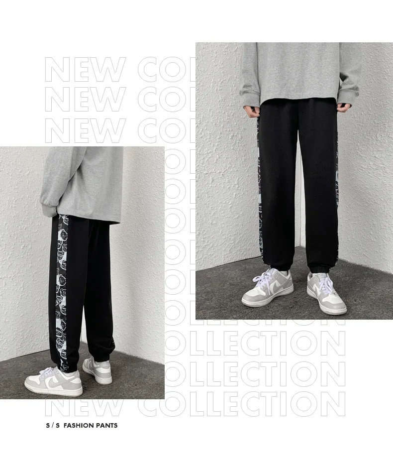 business casual pants Printed Stitching Men's Casual Pants Loose Spring Autumn Men's Pants All-match Trend Beam Sports Pants Sweatpants Mens Clothing casual pants for men