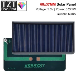 Set of 1/3 Mini Solar Panels - 5.5V 50mA Polycrystalline Photovoltaic Cells, 68x37mm for DIY Solar Projects and Battery Charging (3PCS)