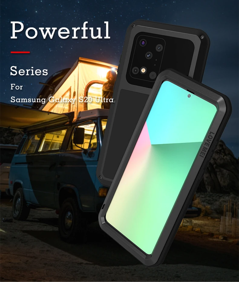 

Чехол для Samsung Galaxy S20 Ultra, ударопрочный грязеотталкивающий водонепроницаемый металлический армированный чехол LOVE MEI, чехол для телефона Samsung S11 Plus