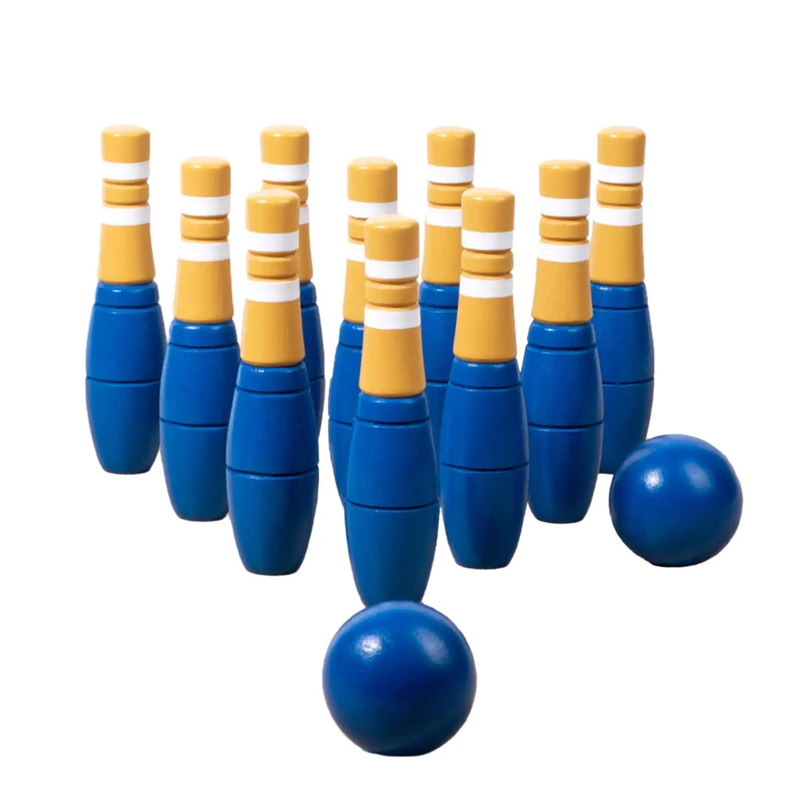 Wood Bowling Set Skittles Toys Wood Bowling Game Props for Indoor Lawn Gifts