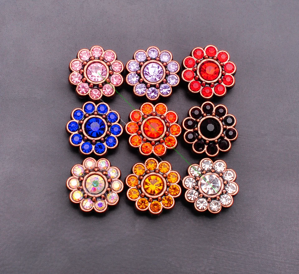 Women's Skinny Western Faux Crocodile Rhinestone Studs Heart Concho Le