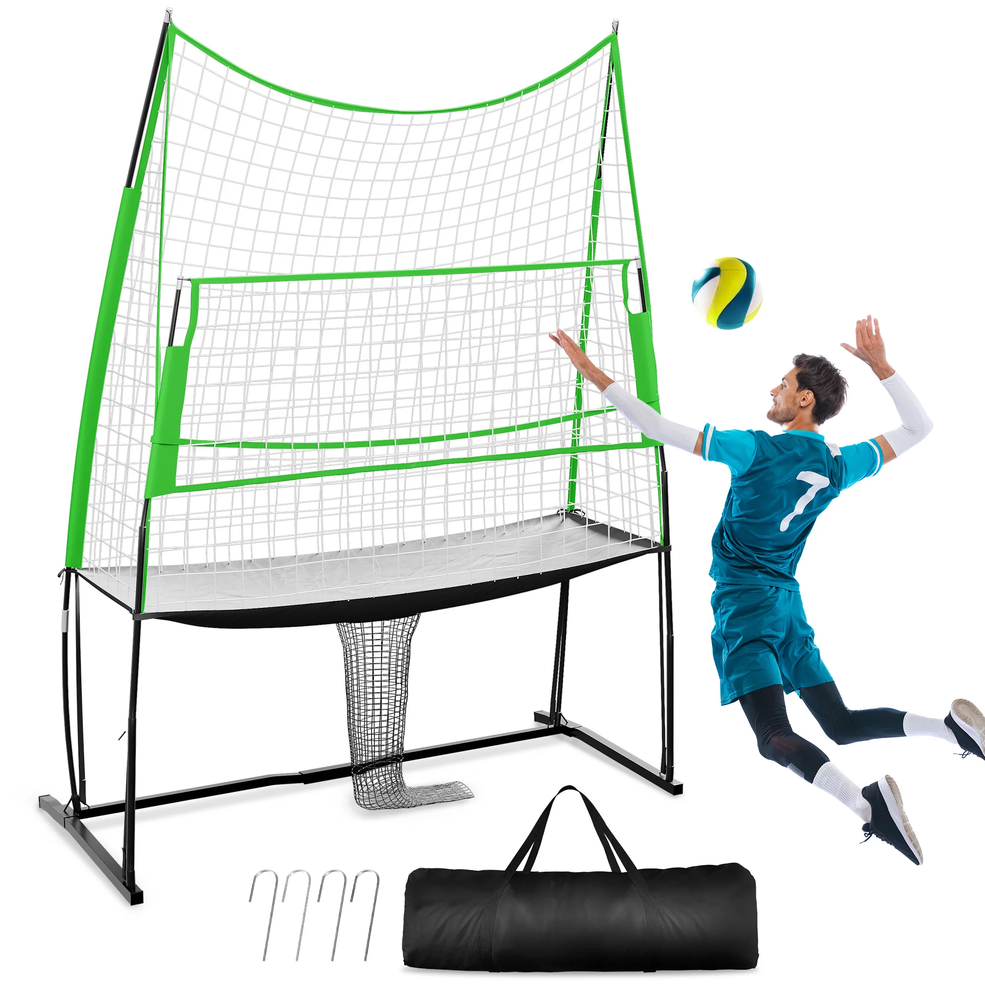 Adjustable Height Volleyball Practice Net Hitting Net for Backyard Training Tool