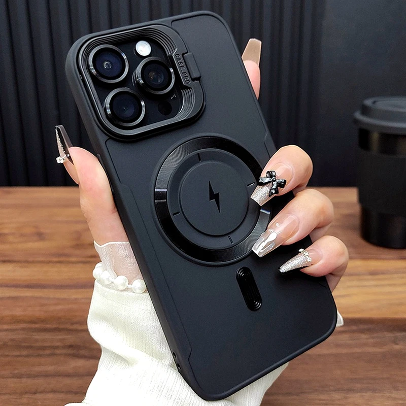 Magnetic Wireless Charging Kickstand Phone Case with Shockproof Bumper Cover