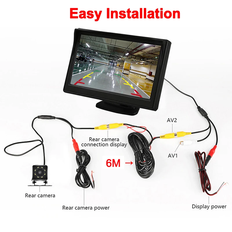 4.3Inch Rear View Camera for DVR Monitor Screen Reversing Camera for vehicle Parking System Car Assecories Easy Installation
