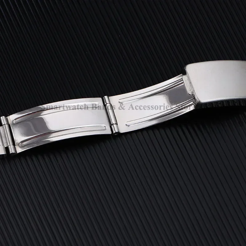 Premium Curved End Stainless Steel Watch Strap with Folding Bracelet