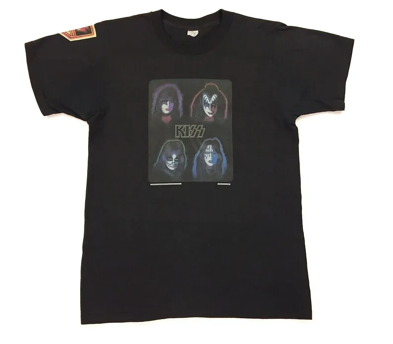 Vintage Anni '70 Kiss Solo Album 1978 Promo T Shirt Gene Simmons Ace Frehley Paul Stanley Peter Criss Con Licenza Ufficiale