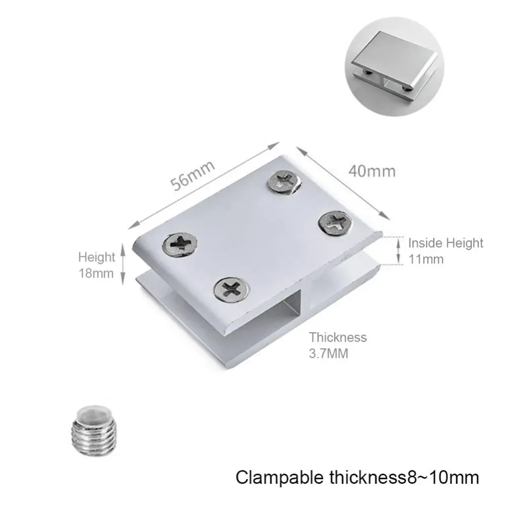 Glass Clip 1 Piece 180 Degree Adjustable Aluminum Alloy Glass Support Bracket 2 Sides Connected for Display Cabinets