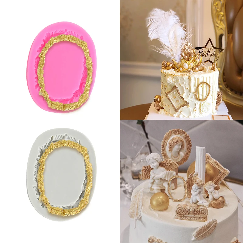 

Oval Flower Wreath Silicone Mold DIY Wreath Fondant Chocolate Sugarcraft Mould Cake Decorating Tools for Wedding Birthday Party